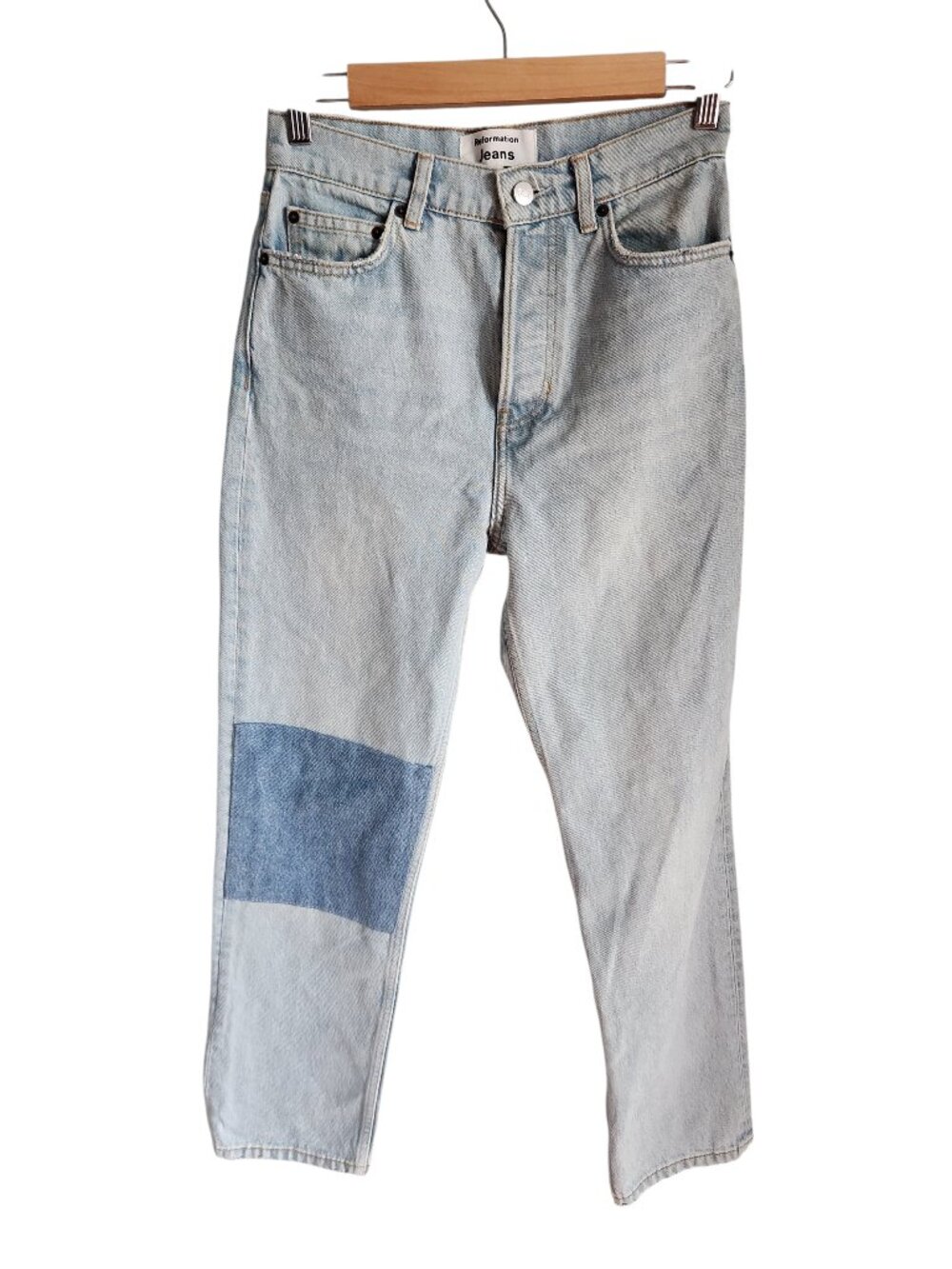 Reformation Jeans 25 Blue Women's Denim Cynthia High Rise Straight Patch Light W